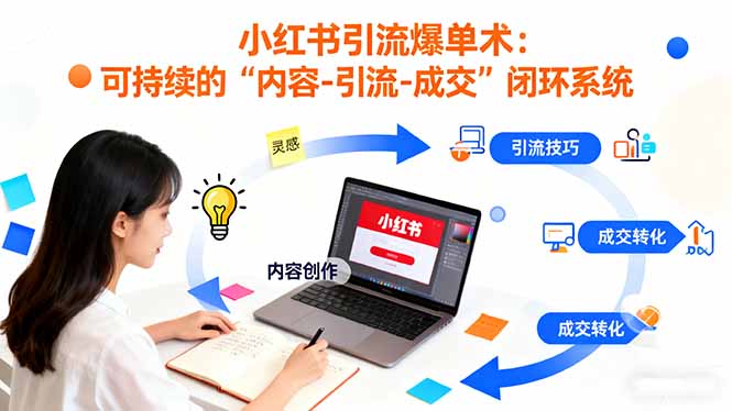 小红书引流爆单术：构建一套低成本 可持续的“内容-引流-成交”闭环系统-副业网