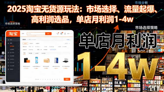 2025淘宝无货源玩法：市场选择、流量起爆、高利润选品，单店月利润1-4w-副业网