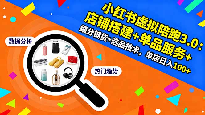 小红书虚拟陪跑3.0：店铺搭建+单品服务+细分铺货+选品技术，单店日入100+-副业网