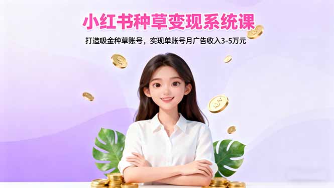 小红书种草变现系统课：打造吸金种草账号，实现单账号月广告收入3-5万元-副业网