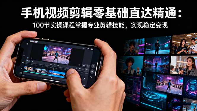 手机视频剪辑零基础直达精通：100节实操课程掌握专业剪辑技能，实现稳…-副业网