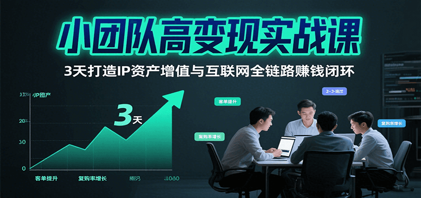 小团队高变现实战课，3天打造IP资产增值与互联网全链路赚钱闭环(第二期)-副业网