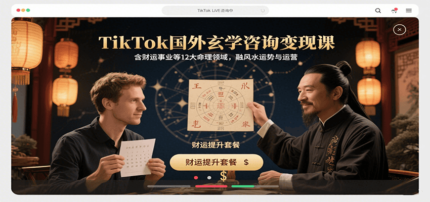TikTok国外玄学咨询变现课，含财运事业等12大命理领域，融风水运势与运营-副业网