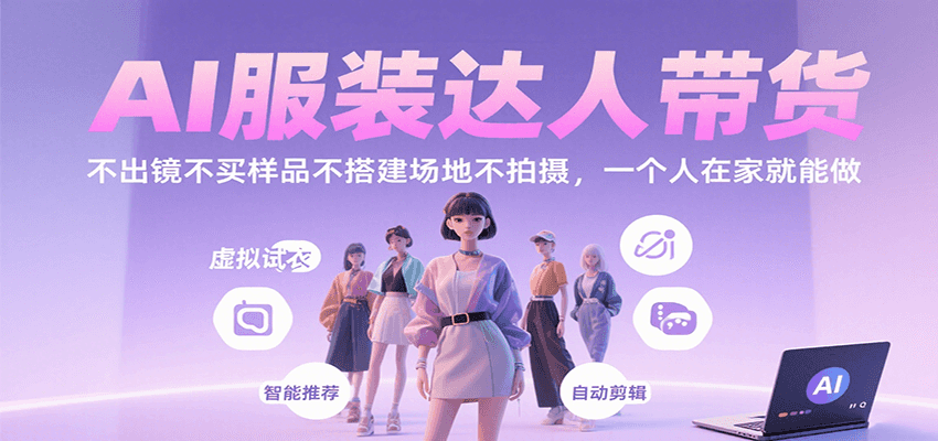 AI服装达人带货，不出镜不买样品不搭建场地不拍摄，一个人在家就能做-副业网