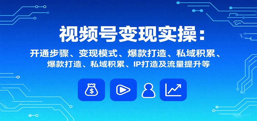视频号变现实操，含开通步骤、变现模式、爆款打造、私域积累、IP打造及流量提升等-副业网