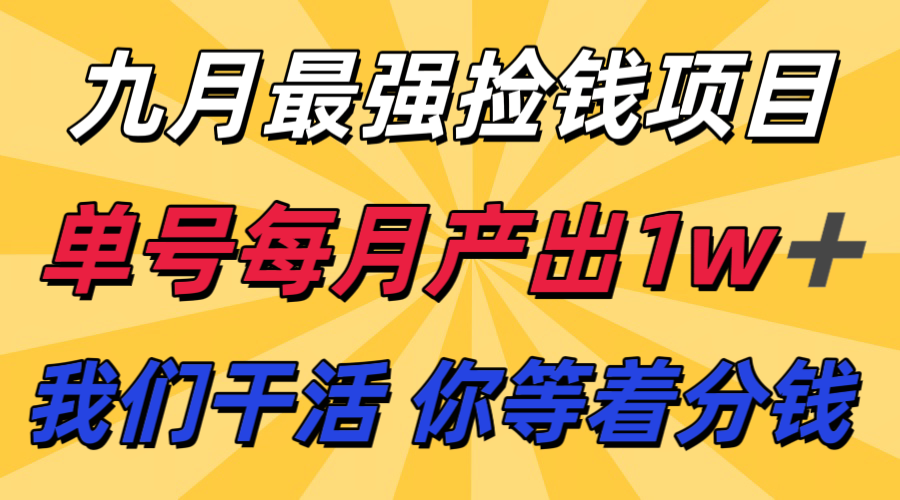 九月最强捡钱项目！ 支付宝分成代运营，我们干活，你分钱！单号月产1w+-副业网