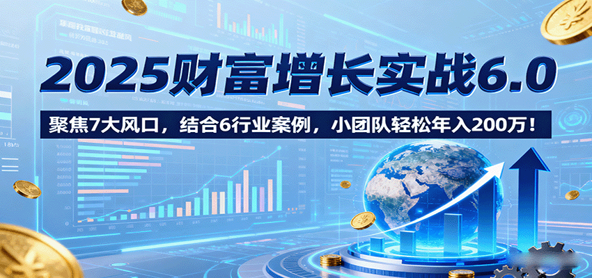 2025财富增长实战6.0，聚焦7大风口，结合6行业案例，小团队轻松年入200万！-副业网