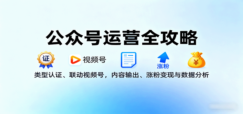 公众号运营全攻略：类型认证、联动视频号，内容输出、涨粉变现与数据分析-副业网