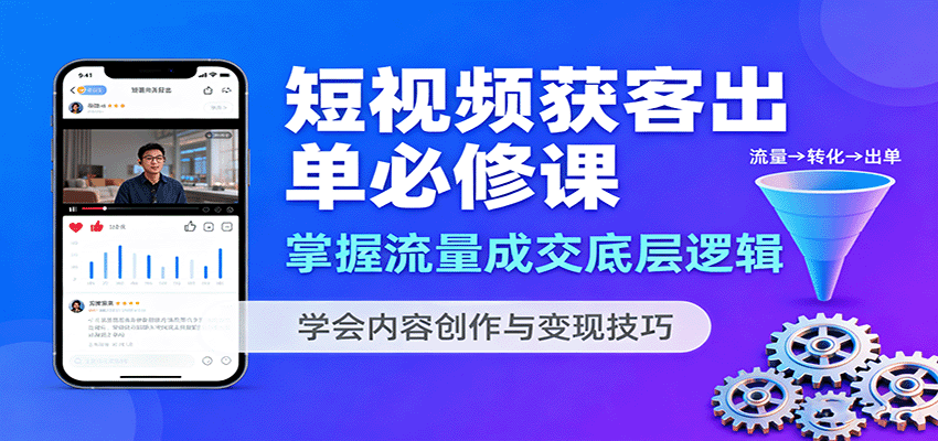 短视频获客出单必修课：掌握流量成交底层逻辑，学会内容创作与变现技巧-副业网