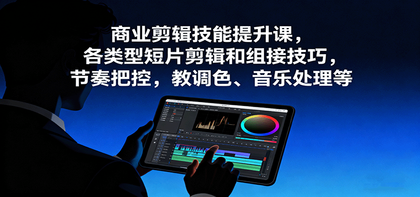 商业剪辑技能提升课，各类型短片剪辑和组接技巧，节奏把控，教调色、音乐处理等-副业网