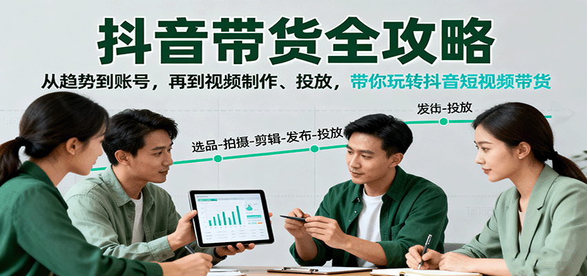 抖音带货全攻略：从趋势到账号，再到视频制作、投放，带你玩转抖音短视频带货-副业网