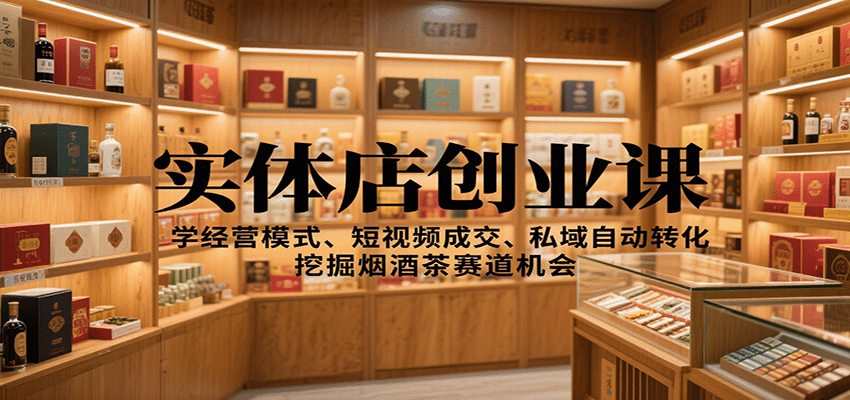 实体店创业课：学经营模式、短视频成交、私域自动转化，挖掘烟酒茶赛道机会-副业网