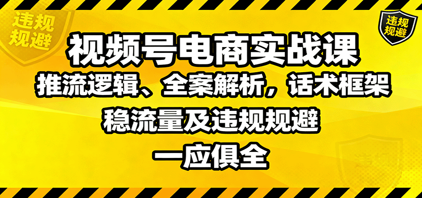 视频号电商实战课：推流逻辑、全案解析，话术框架，稳流量及违规规避等-副业网