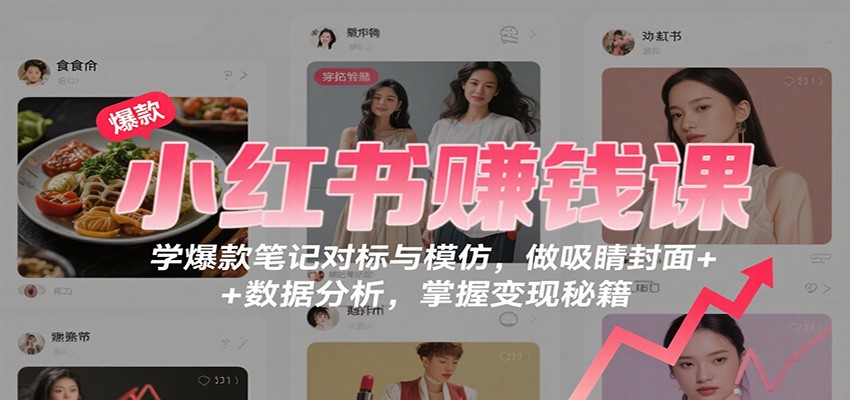 小红书赚钱课：学爆款笔记对标与模仿，做吸睛封面 + 数据分析，掌握变现秘籍-副业网