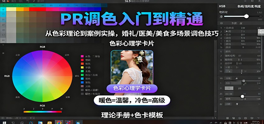 PR调色入门到精通：从色彩理论到案例实操，婚礼/医美/美食多场景调色技巧-副业网