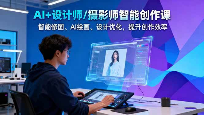 AI+设计师/摄影师智能创作课：智能修图、AI绘画、设计优化，提升创作效率-副业网