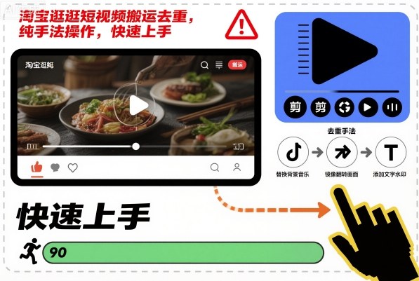 淘宝逛逛短视频搬运去重，纯手法操作，快速上手-副业网