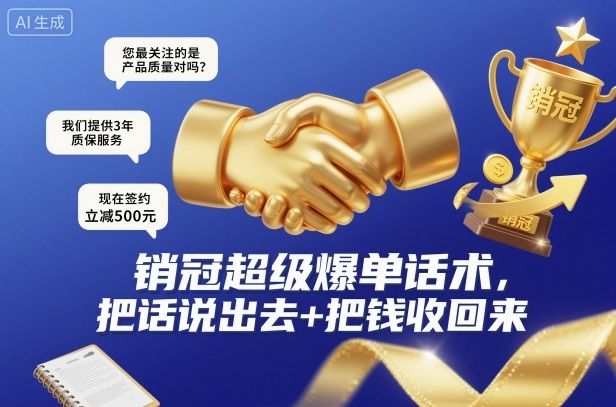 销冠超级爆单话术，把话说出去+把钱收回来-副业网