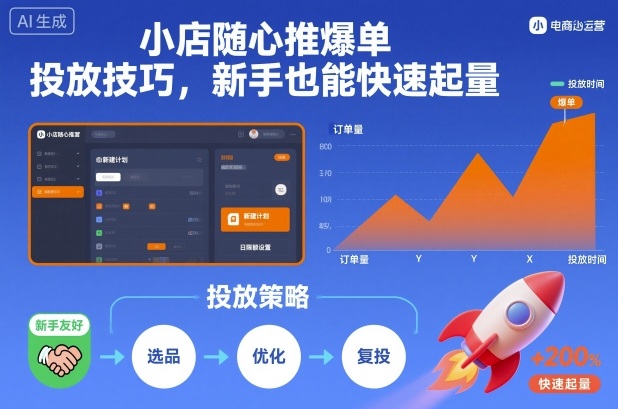 小店随心推爆单投放技巧，新手也能快速起量-副业网