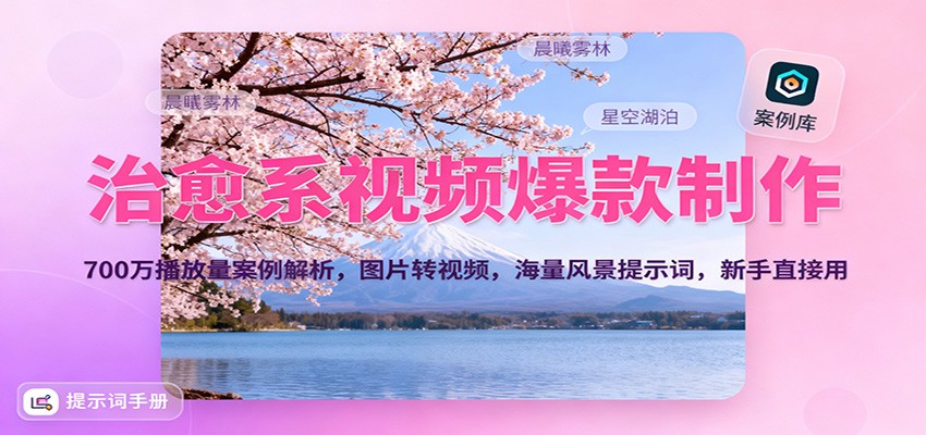 治愈系视频爆款制作，700万播放量案例解析，图片转视频，海量风景提示词，新手直接用-副业网