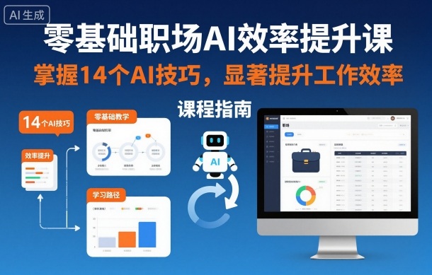 零基础职场AI效率提升课，掌握14个AI技巧，显著提升工作效率-副业网