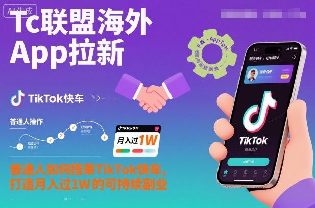 Tc联盟海外App拉新：普通人如何搭乘TikTok快车，打造月入过1W的可持续副业-副业网