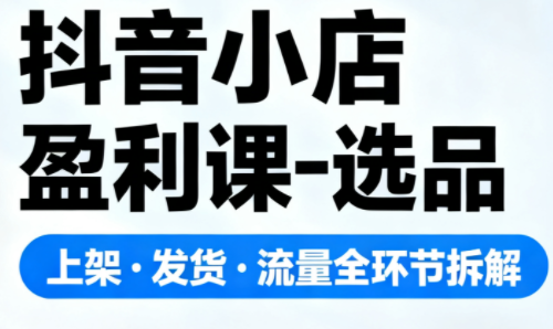 抖音小店盈利课-选品·上架·发货·流量全环节拆解-副业网