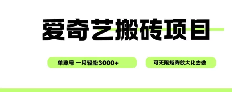 爱奇艺无脑搬砖项目，单账号一月轻松3000+，可无限矩阵去做-副业网