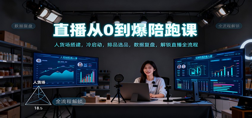 直播从0到爆陪跑课：人货场搭建，冷启动，排品选品，数据复盘，解锁直播全流程-副业网