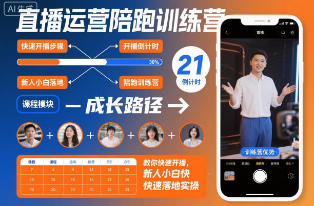 直播运营陪跑训练营，教你快速开播，新人小白快速落地实操-副业网