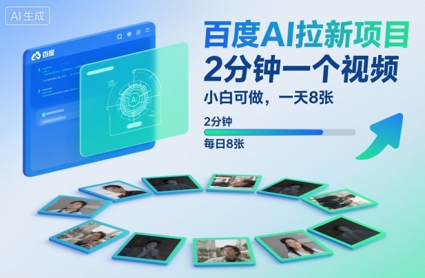 百度AI拉新项目，2分钟一个视频，小白可做，一天8张【附案例+保姆级教程】-副业网