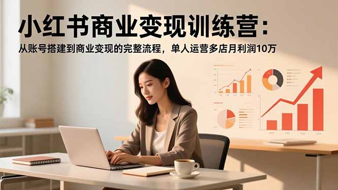 小红书商业变现训练营：从账号搭建到商业变现的完整流程，单人运营多店月利润10万-副业网
