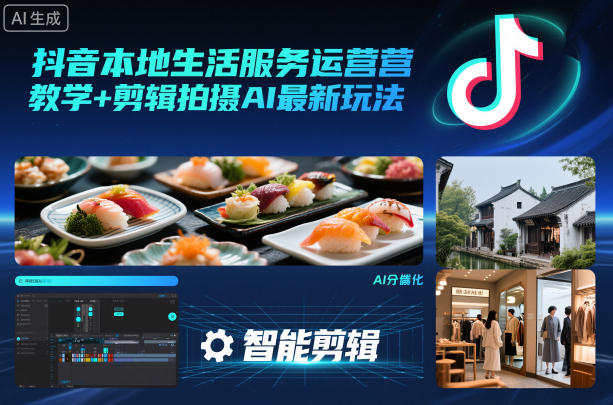 抖音本地生活服务运营教学+剪辑拍摄AI最新玩法-副业网