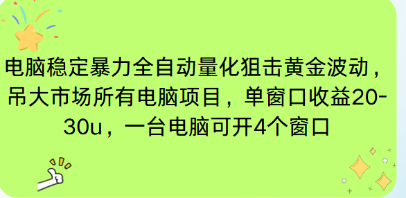 电脑EA策略挂机项目单窗口收益20-30u，单电脑可挂5-10个窗口收益稳健4位数-副业网