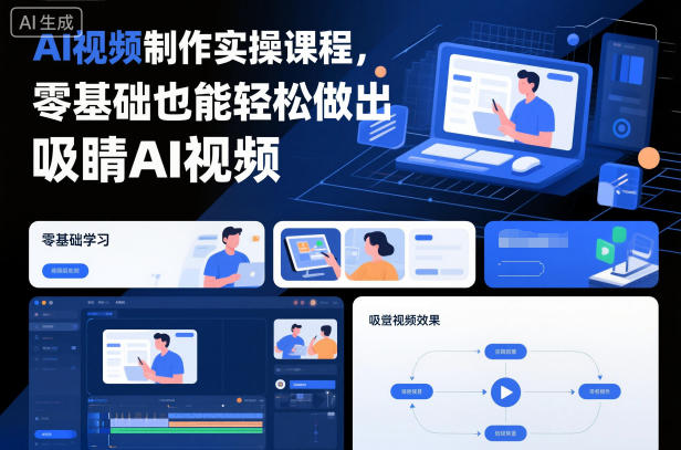 AI视频制作实操课程，零基础也能轻松做出吸睛AI视频-副业网