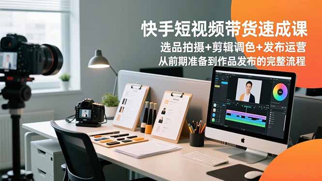 快手短视频带货速成课，选品拍摄+剪辑调色+发布运营，从前期准备到作品发布的完整流程-副业网