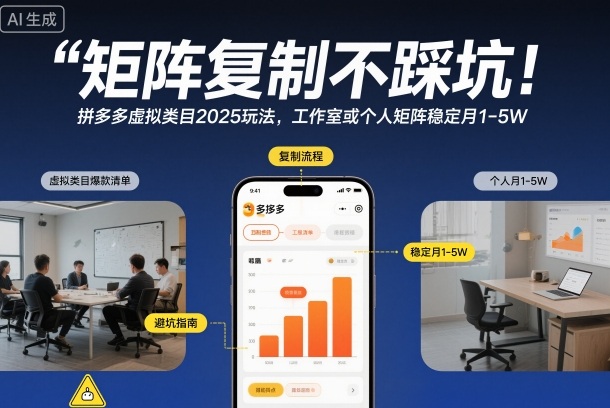 矩阵复制不踩坑！拼多多虚拟类目2025玩法，工作室或者个人矩阵稳定月1-5W【揭秘】-副业网