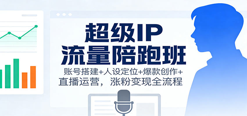 超级IP流量陪跑班：账号搭建+人设定位+爆款创作+直播运营，涨粉变现全流程-副业网