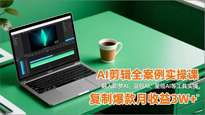 AI剪辑全案例实操课，融入即梦AI、豆包AI、星绘AI等工具实操，复制爆款月收益3W+-副业网