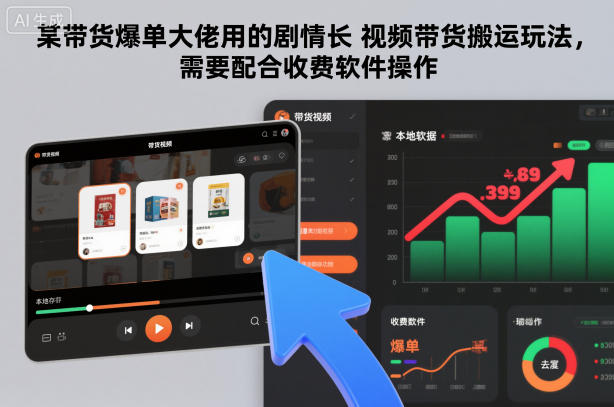 某带货爆单大佬用的剧情长视频带货搬运玩法，需要配合收费软件操作-副业网