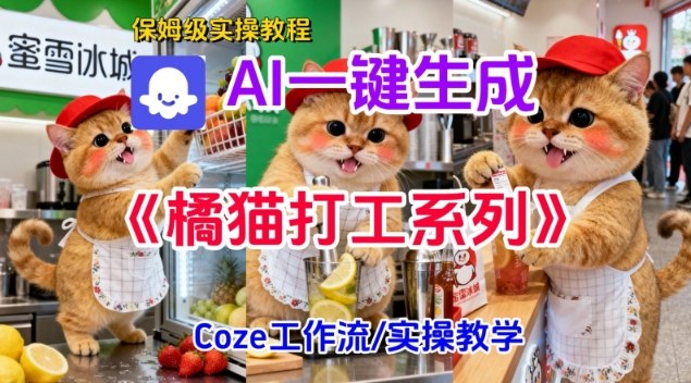 Coze扣子工作流一键生成胖橘猫打工短视频，保姆级实操搭建教学-副业网