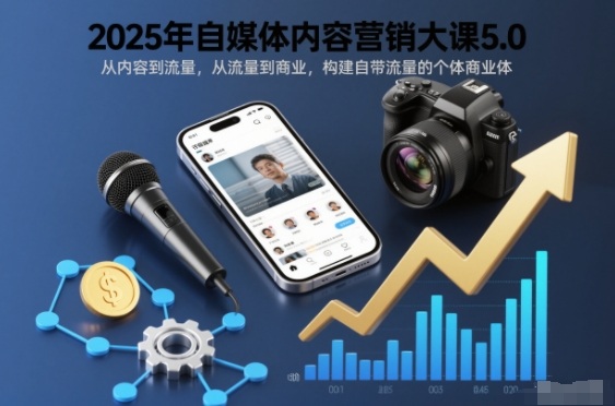2025年自媒体内容营销大课5.0，从内容到流量，从流量到商业，构建自带流量的个体商业体-副业网