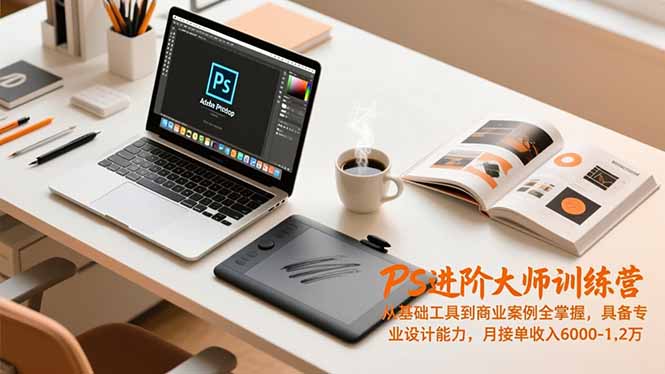 PS进阶大师训练营，从基础工具到商业案例全掌握，具备专业设计能力，月接单收入6000-1.2万-副业网