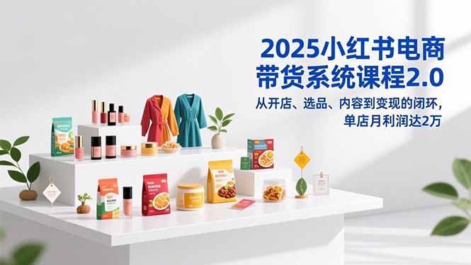 2025小红书电商带货系统课程2.0，从开店、选品、内容到变现的闭环，单店月利润达2万-副业网