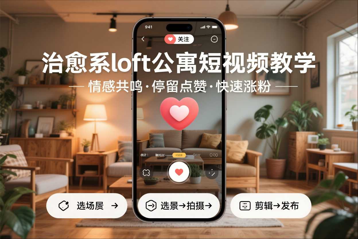 治愈系loft公寓短视频制作教学，情感共鸣引停留点赞关注，快速起号涨粉-副业网