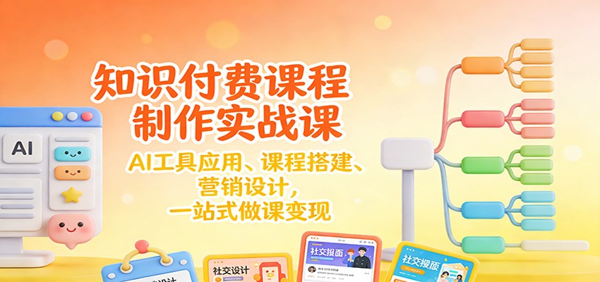 知识付费课程制作实战课：AI工具应用 、课程搭建、营销设计，一站式做课变现-副业网