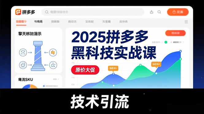 2025拼多多黑科技实战课，擎天柱玩法、爆流SKU、原价大促，技术引流，单店日销轻松破千单-副业网