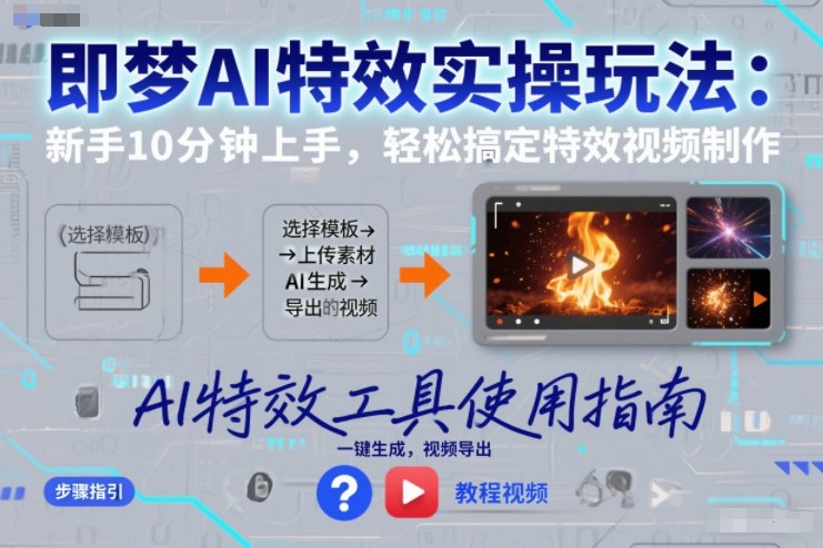 即梦AI特效实操玩法：新手10分钟上手，轻松搞定特效视频制作-副业网