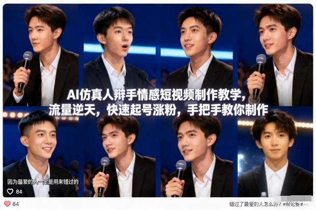 AI仿真人辩手情感短视频制作教学，流量逆天，快速起号涨粉，手把手教你制作-副业网