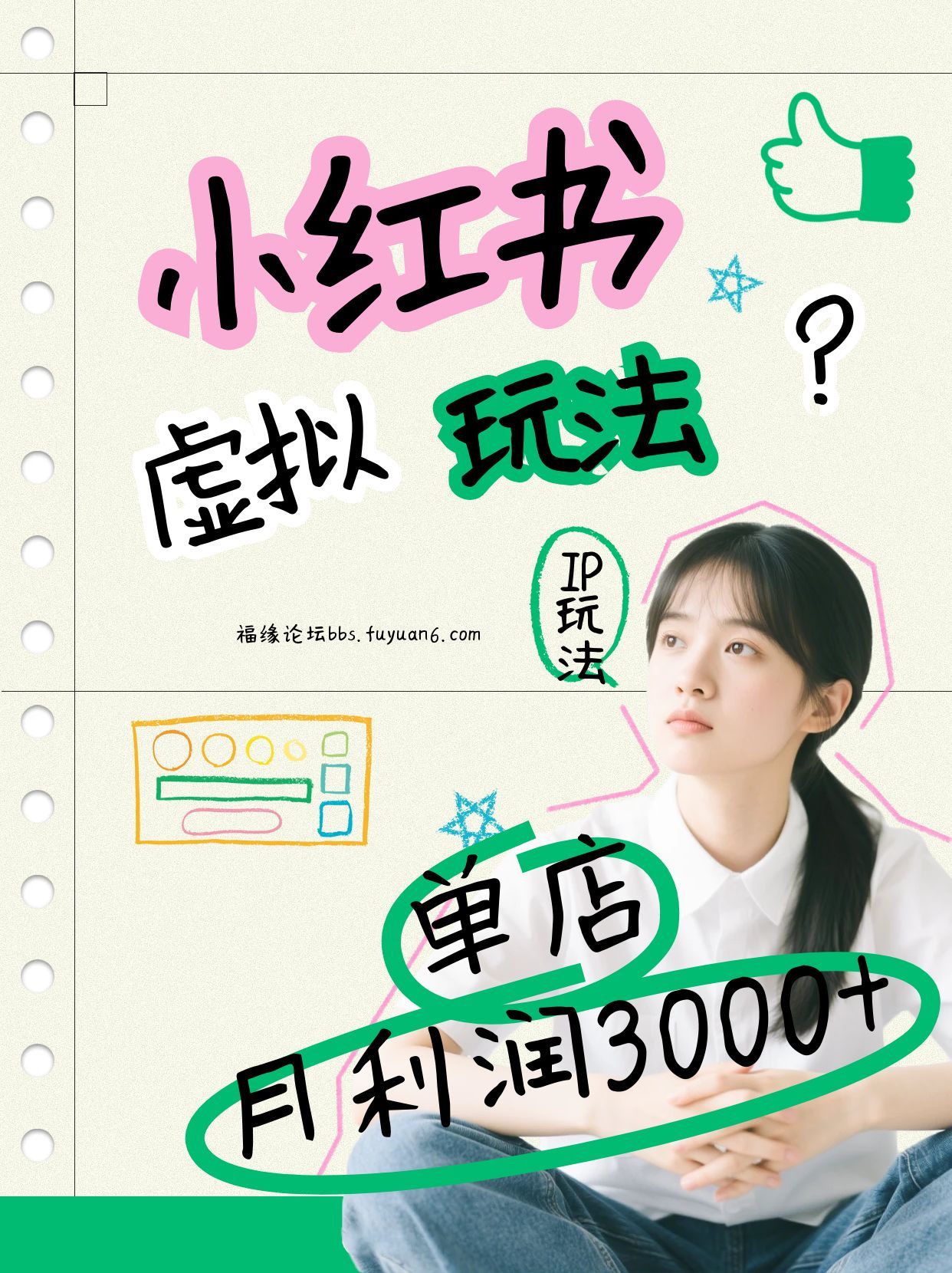 小红书虚拟玩法(铺货流和单品玩法)，单店月利润3000+，IP打法+原创商品(0违规)-副业网
